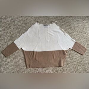 Monoprix Women’s Light Cropped Sweater Size XS White Tan